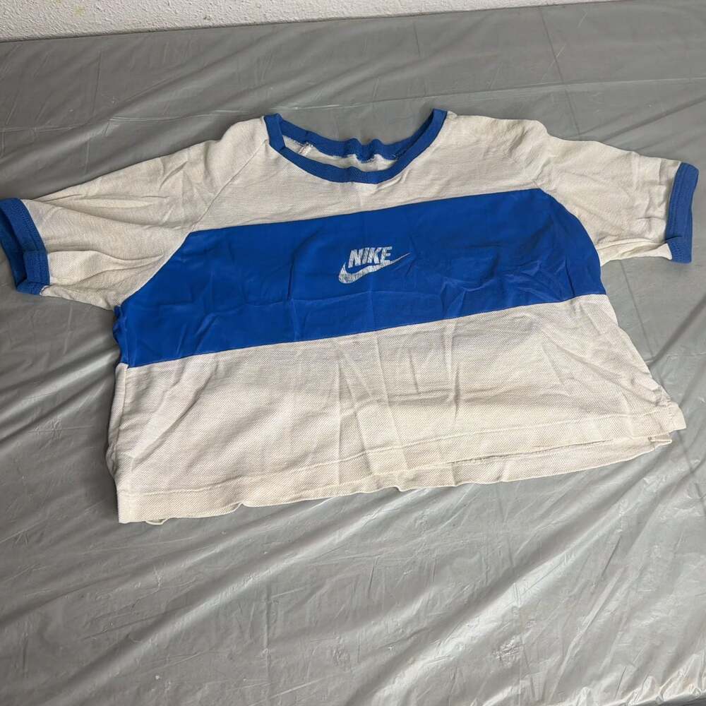 Vintage 70’s Nike 3mm Logo Mesh Cropped Tee Shirt - M